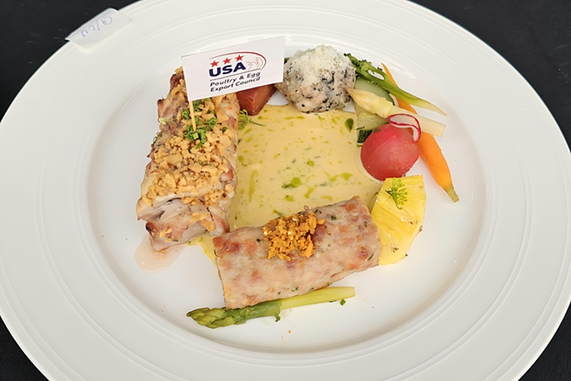 雞肉燒烤挑戰賽：千層雞肉串、煙燻奶油桔醬、馬告雞肉球、煙燻桔醬、碳烤時蔬、紫蘇酸甜蘿蔔－金牌